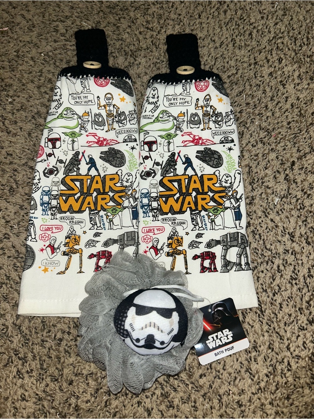 Star Wars Hanging Towel Set and Bath Pouf